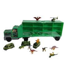 Carreta Dino Cart Com Carrinhos Dinossauros E Helicoptero 7401 - Braskit