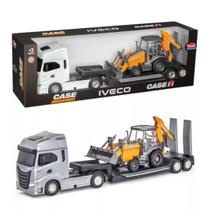 Carreta S-Way Plataforma Iveco Com Retroescavadeira Case