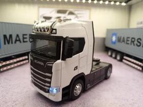 Carreta scania s730 white - de ferro com leflexão