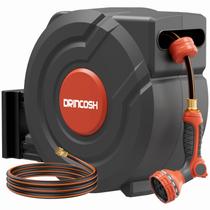 Carretel de Mangueira de Jardim DRINCOSH 40 m com Recolhimento Automático e Bico de 9 Padrões