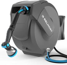 Carretel de mangueira para jardim Relhost 1/2 pol. x 37 m com recolhimento automático e bico com 10 modos Carretel de mangueira para jardim Relhost 1/2 pol. x 37 m com recolhimento automático e bico com 10 modos