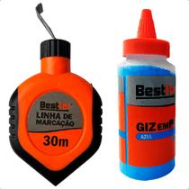Carretel Linha de Giz 30m com Pó Azul 115g Marcador Profissional Construção Drywall Concreto Bestfer Carretel Linha de Giz 30m com Pó Azul 115g Marcador Profissional Construção Drywall Concreto Bestfer