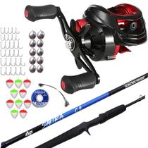 Carretilha 19 Rolamentos Vara de Carbono Estojo com 62 Itens Carretilha 19 Rolamentos Vara de Carbono Estojo com 62 Itens