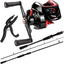 Carretilha 19 Rolamentos Vara Fibra de Vidro Pesca Kit 15 Kg