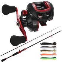 Carretilha 19 Rolamentos Vara Fibra de Vidro Pesca Kit 15 Kg - CMIK