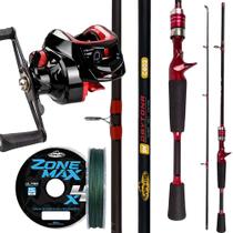 Carretilha 19 Rolamentos Vara Fibra de Vidro Pesca Kit 15 Kg