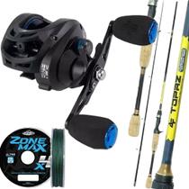Carretilha Anti Cabeleira Vara Topaz Carbono Linha Kit 15kg