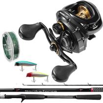 Carretilha Brisa LS 11000 Vara Daiwa Strikeforce Linha Multi e 2 Iscas