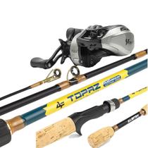 Carretilha de Pesca Volt Vara Topaz Carbono 12lb Kit Tucunaré Traíra Lado:DireitoCor:Vara 1,68mt