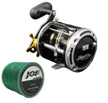 Carretilha Pesca Perfil Alto Black Max 30 + Linha Multifilamento 300 Metros
