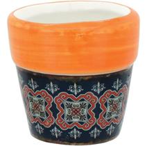 CARRICHE CACHEPÔ 6x6x6cm CERÂMICA LARANJA