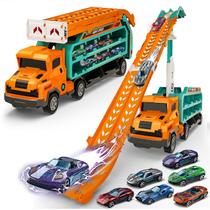 Carrier Truck Toys BainGesk com 6 carros de brinquedo de metal fundido