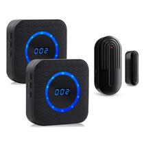Carrilhão de porta sem fio SanJie, alcance de 800 pés com display LED