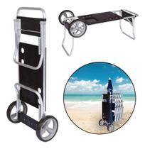 Carrinh Praia Vira Mesa Aluminio Sem Avanço 5 Cadeiras Preto Preto