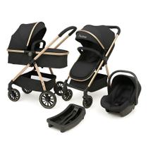 Carrinho 3 em 1 move preto golden + bebe conforto e base - passear baby