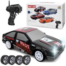 Carrinho 4x4 Super Drift Recarregável Rodas Extras Veloz com Farol Crolla Preto