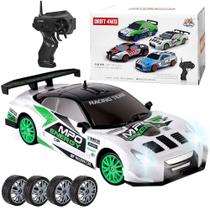 Carrinho 4x4 Super Drift Recarregável Rodas Extras Veloz com Farol Skyline GT-R