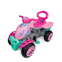 Carrinho a pedal quadriciclo menina rosa com empurrador e andadador criança infantil