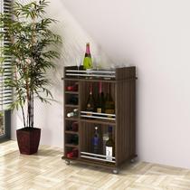 Carrinho Adega Bar para 6 Garrafas com Rodizios Castanho