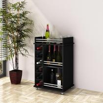 Carrinho Adega Bar para 6 Garrafas com Rodizios Preto Carrinho Adega Bar para 6 Garrafas com Rodizios Preto