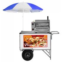 Carrinho Ambulante de Pizza com Guarda Sol e Rodas Pneumática Cefaz