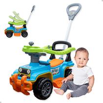 Carrinho Andador Quadriciclo Moto Empurrador Passeio Jip Jip Chave Buzina Colorido Menino Menina Infantil