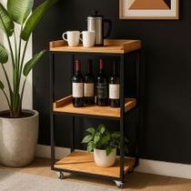Carrinho Aparador Bar Café Madeira Maciça Industrial