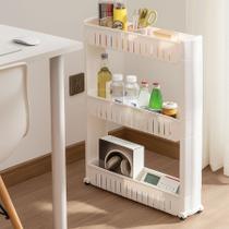 Carrinho Armário Organizador Estreito 3 Prateleiras Branco Dasshaus Compacto e Desmontável Multiuso Carrinho Armário Organizador Estreito 3 Prateleiras Branco Dasshaus Compacto e Desmontável Multiuso