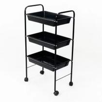 Carrinho Auxiliar 3 Bandejas Preto - HATTEN