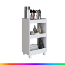 Carrinho Auxiliar Bonatto Estetica Cabelereiro Com Rodinhas Manicure - Branco