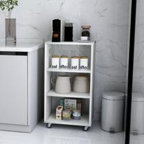 Carrinho Auxiliar Branco com Rodinhas (Adega/Café/Escritório)-Nice