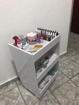 Carrinho Auxiliar Branco Sem Portas Manicure Porta Esmaltes