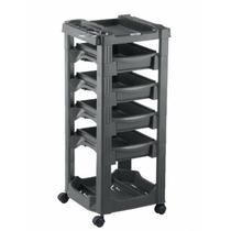 Carrinho Auxiliar Cabeleireiro C/ Gavetas e Porta Secador Cinza - Vegas Dompel