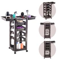 Carrinho Auxiliar Cabeleireiro C/ Gavetas e Porta Secador Marrom Tabaco - Vegas Dompel