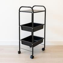 Carrinho Auxiliar Centro Clínica Estética Salão Beleza Cabeleireiro Manicure Pedicure Organizador - 1 Tampo E 2 Bandejas - Mbm Decor