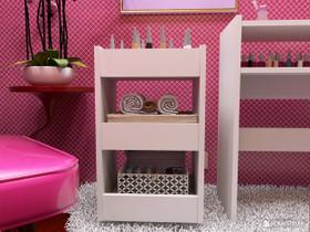 Carrinho Auxiliar com Rodinhas Suporte para Esmalte Salão de Beleza Manicure Organizador 3 Prateleiras Branco