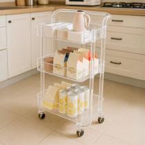 Carrinho Auxiliar de Acrílico Transparente Organizador Multiuso Com 3 Prateleiras e Design Compacto Barbearia e Salão Cabelereiro Carrinho Auxiliar de Acrílico Transparente Organizador Multiuso Com 3 Prateleiras e Design Compacto Barbearia e Salão Cabelereiro