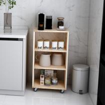 Carrinho Auxiliar de Café/Bar/Escritório com Rodinhas - Neca - Madeira Pinus