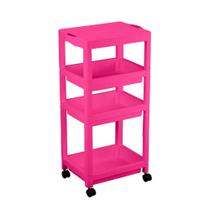 Carrinho Auxiliar Estética 3 Bandejas Dompel Júnior Rosa