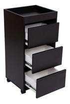 Carrinho Auxiliar Gaveteiro MDF 3 Gavetas Embutidas Preto