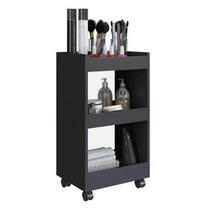 Carrinho Auxiliar Multiuso com Rodinhas Banheiro Quarto Cozinha Escritório Organizador 3 Prateleiras Preto