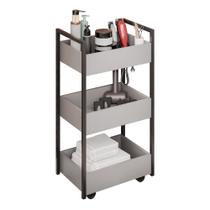 Carrinho Auxiliar Para Salão de Beleza Laís 50cm em Aço com Rodízios Grafite - Abmaza Carrinho Auxiliar Para Salão de Beleza Laís 50cm em Aço com Rodízios Grafite - Abmaza