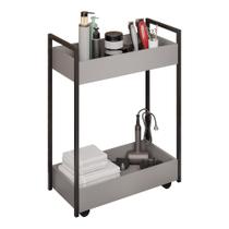 Carrinho Auxiliar Para Salão de Beleza Lara 70cm em Aço com Rodízios Grafite - Desk Design