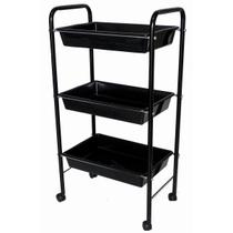 Carrinho Auxiliar Pintado 3 Bandejas Preto