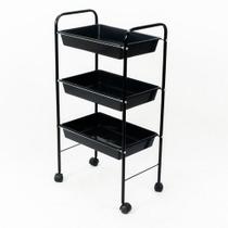 Carrinho Auxiliar Preto Novo 3 Bandejas