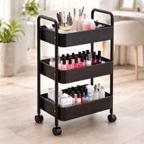 Carrinho Auxiliar Salão De Beleza Porta Esmaltes Manicure preto Carrinho Auxiliar Salão De Beleza Porta Esmaltes Manicure preto