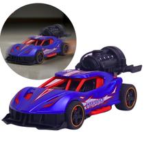 Carrinho Azul Pull Back Com Luz E Fumaça Metal 1:32 Castela