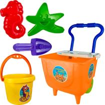 Carrinho Balde De Praia Infantil Kit C/ 5 Peças Para Brincar Areia Tilin Brinquedos Carrinho Balde De Praia Infantil Kit C/ 5 Peças Para Brincar Areia Tilin Brinquedos