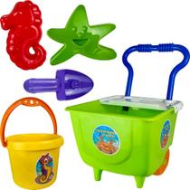 Carrinho Balde De Praia Infantil Kit C/ 5 Peças Para Brincar Areia Tilin Brinquedos