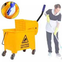 Carrinho balde espremedor de limpeza mop profissional industrial amarelo - MAKEDA